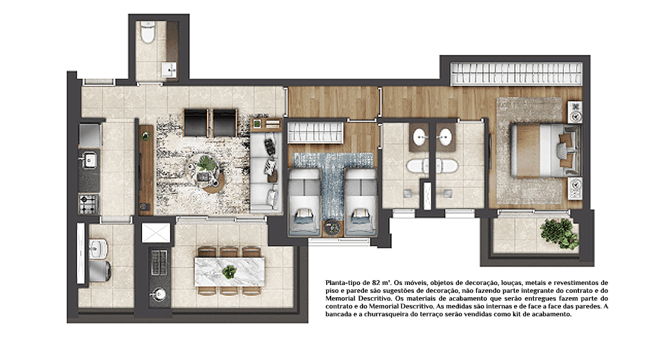 Planta tipo 82m²