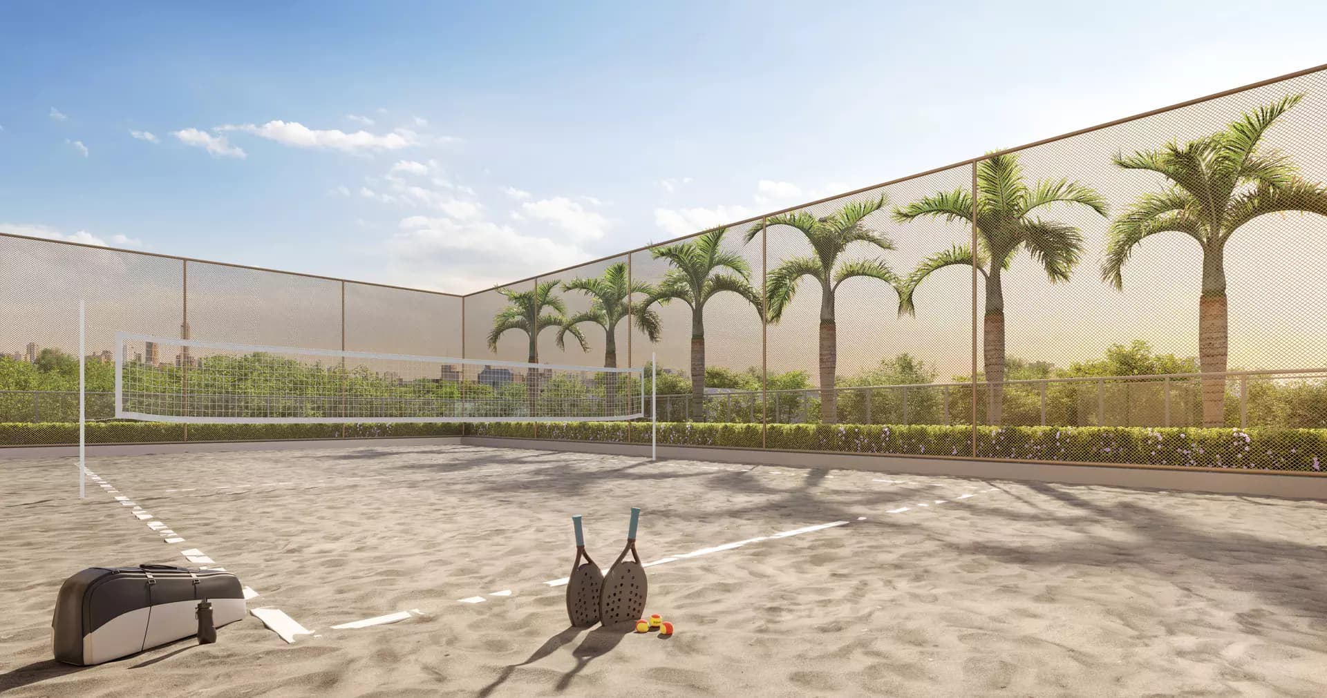 Perspectiva ilustrada beach tennis court