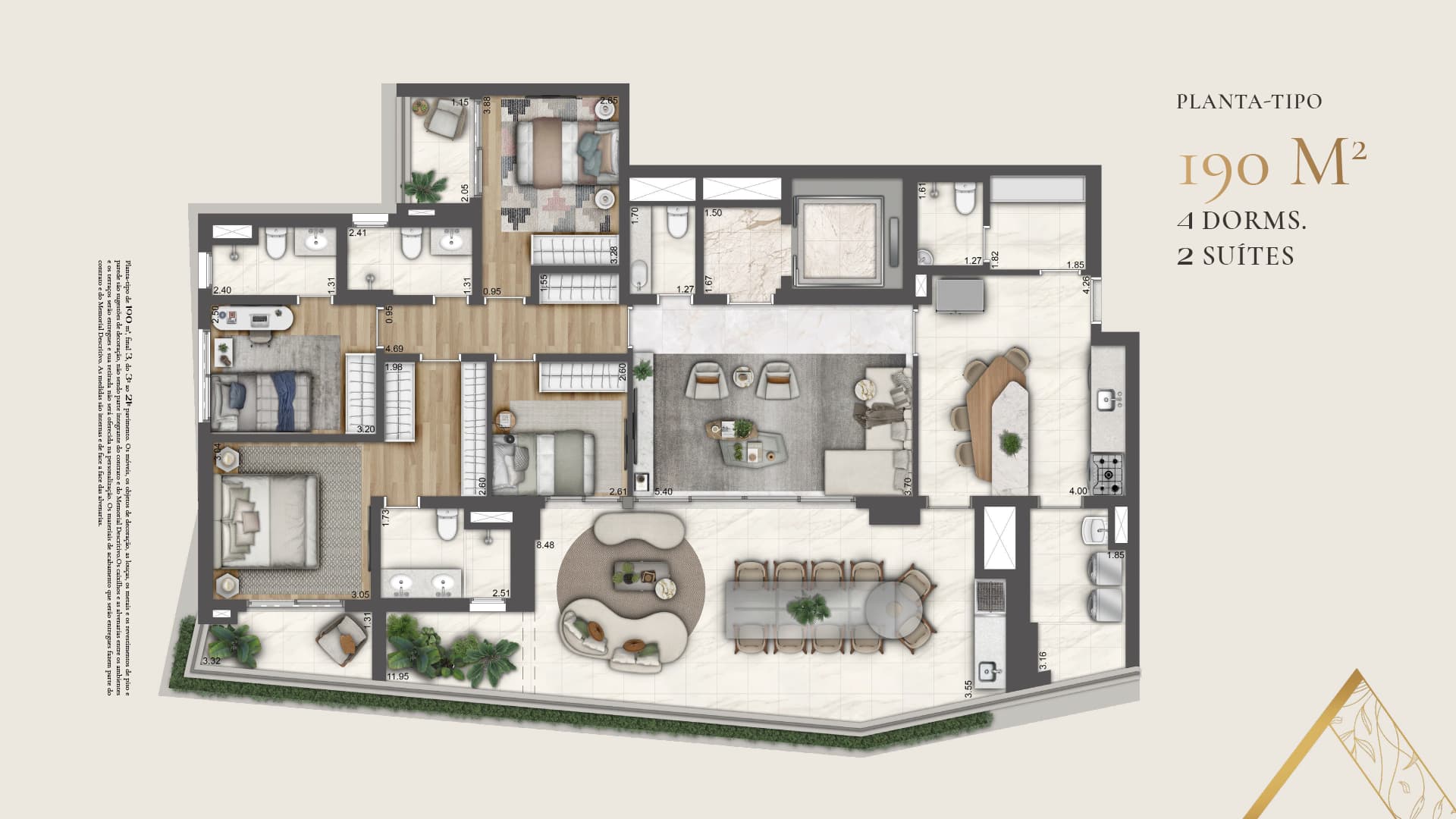 Planta de 190 m²