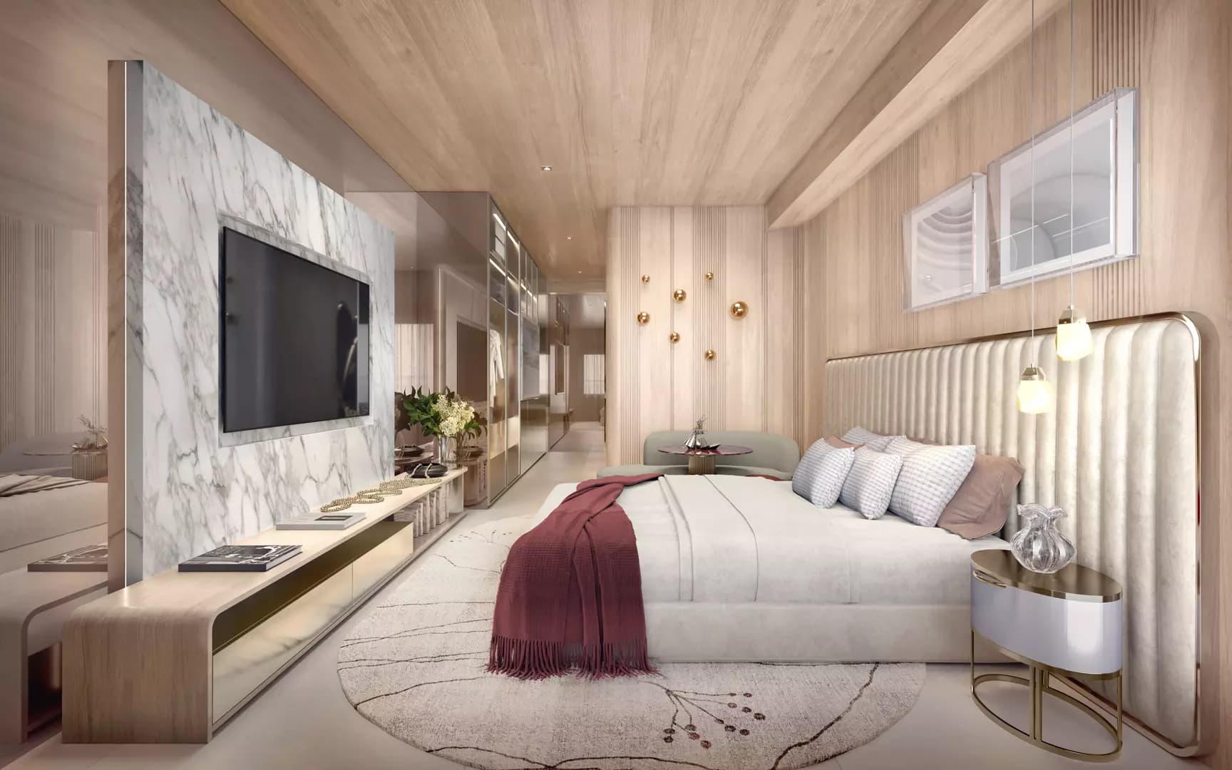 Perspectiva ilustrada do apartamento HMP de 30m² com sugestão de decoração