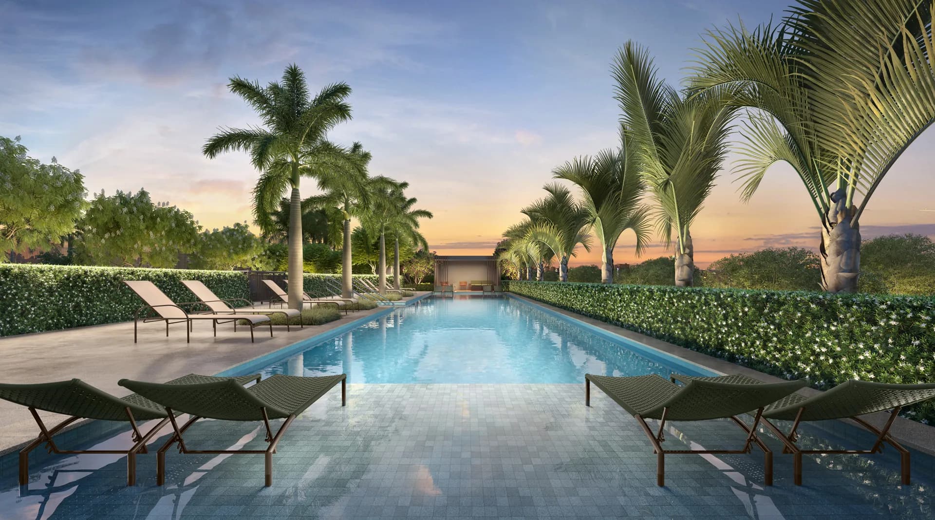 Perspectiva ilustrada da piscina com raia de 25 m²