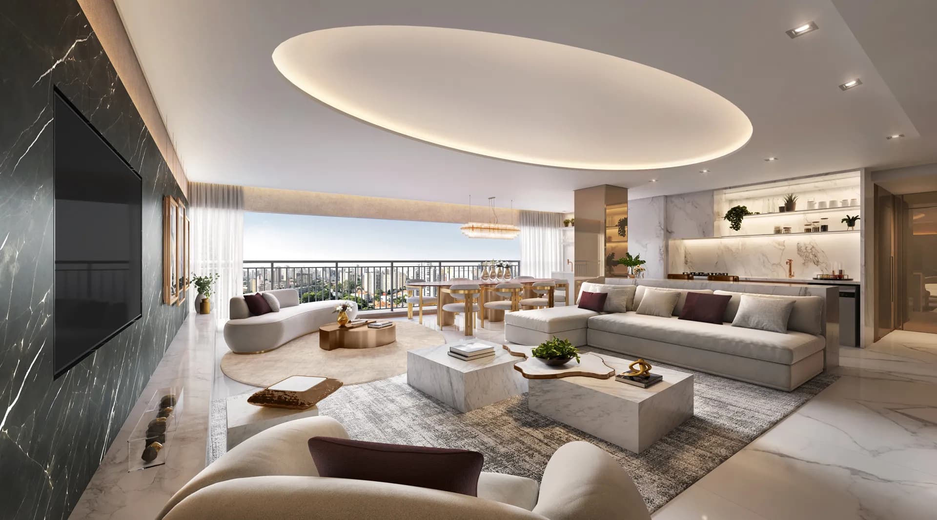 Living decorado 162m²